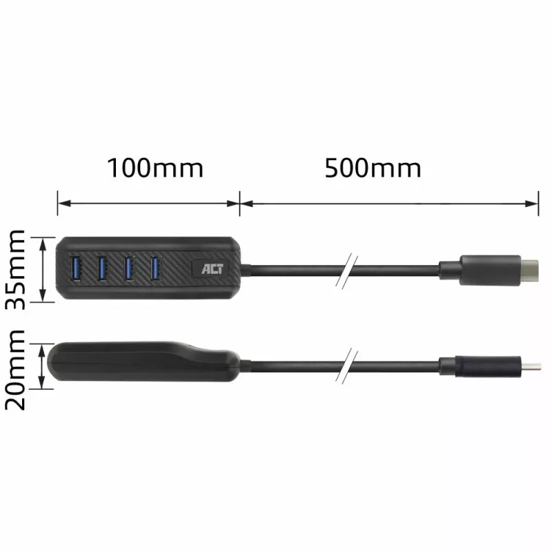 Hub interfacce ACT AC6420 USB 3.2 Gen 1 (3.1 Gen 1) Type-C 5000 Mbit/s nero