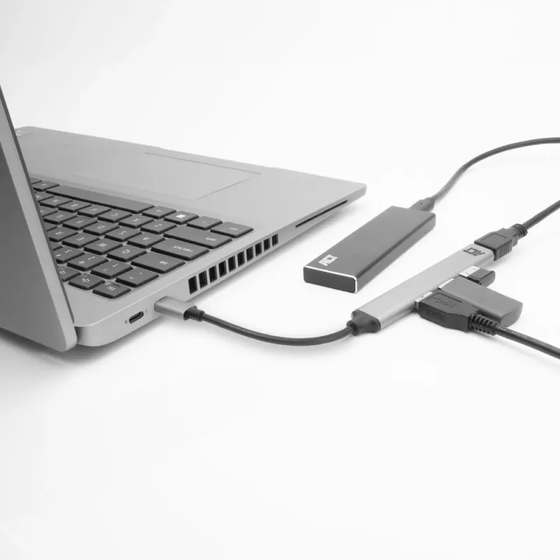 Hub USB ACT AC6425 Type-C 5000 Mbit/s alluminio grigio