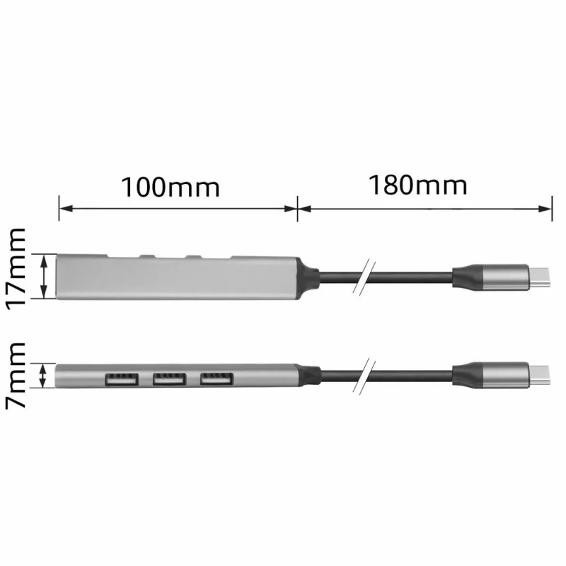 Hub USB ACT AC6425 Type-C 5000 Mbit/s alluminio grigio