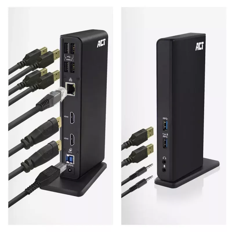 Docking station universale ACT USB-C o USB-A, per 2 monitor HDMI, DisplayLink