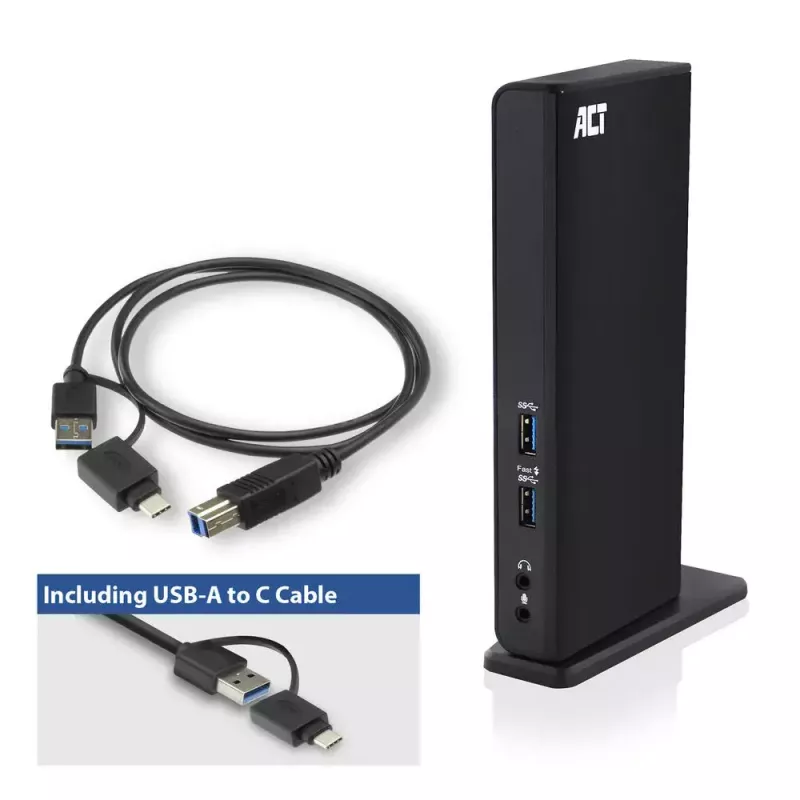 Docking station universale ACT USB-C o USB-A, per 2 monitor HDMI, DisplayLink