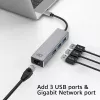 Hub USB-C ACT AC7055 3x USB-A Gigabit Ethernet