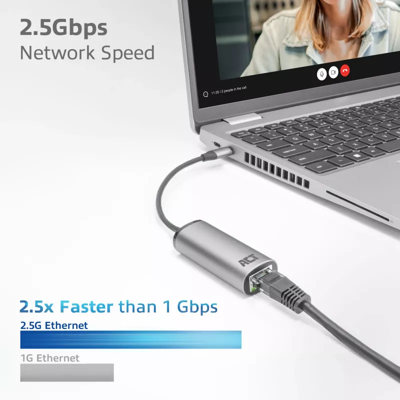 Hub USB ACT AC7081 Type-C 2500 Mbit/s alluminio