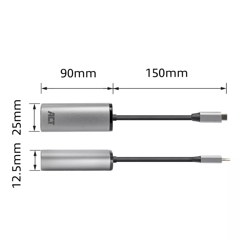 Hub USB ACT AC7081 Type-C 2500 Mbit/s alluminio