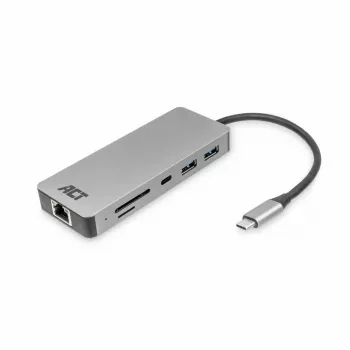Docking station ACT USB-C 4K per 1 monitor HDMI, Ethernet, USB-C, USB-A, lettore di schede e pass-through PD