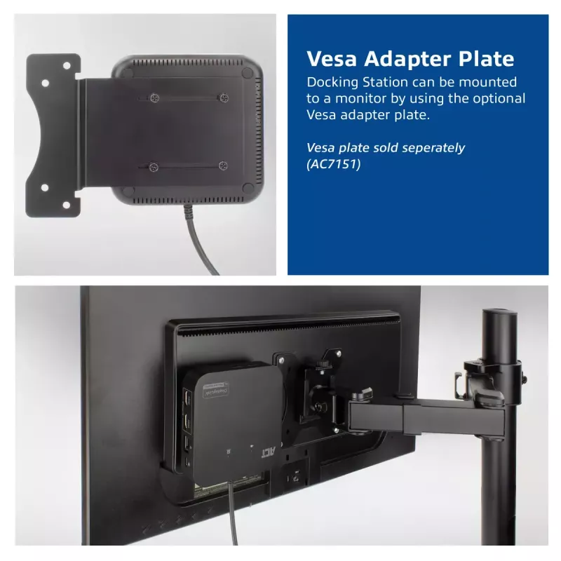 Docking station universale ACT USB-C 4K, per 2 monitor HDMI/DisplayPort, DisplayLink, design compatto