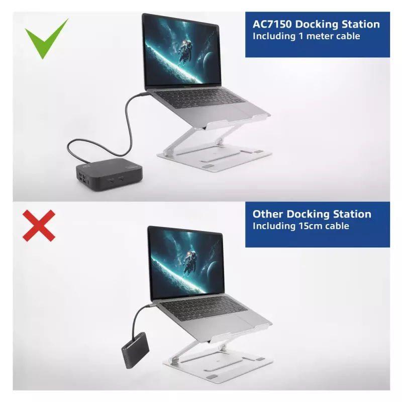 Docking station universale ACT USB-C 4K, per 2 monitor HDMI/DisplayPort, DisplayLink, design compatto