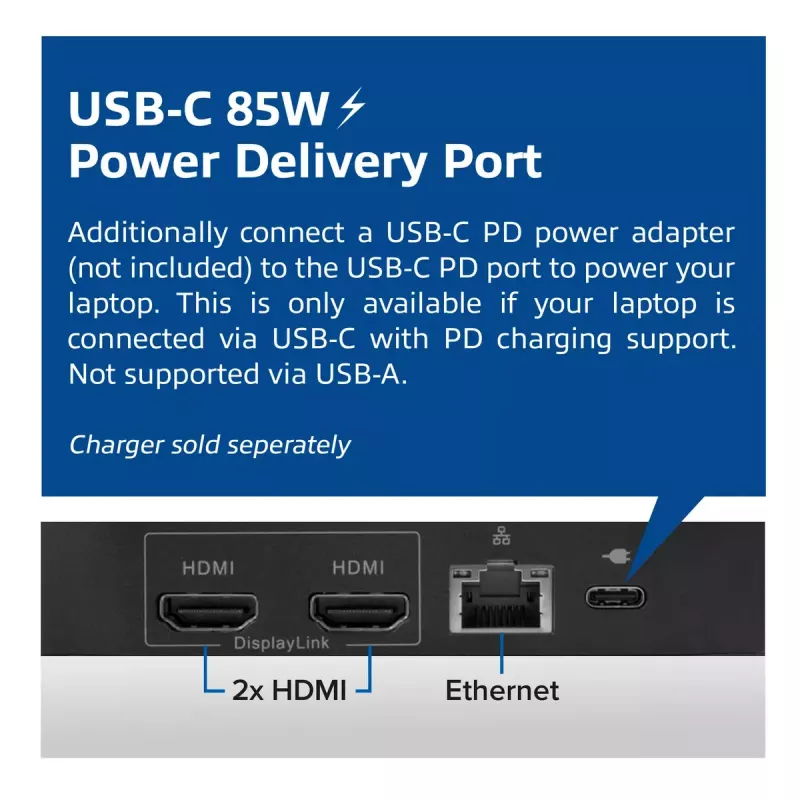 Docking station universale ACT USB-C 4K, per 2 monitor HDMI/DisplayPort, DisplayLink, design compatto