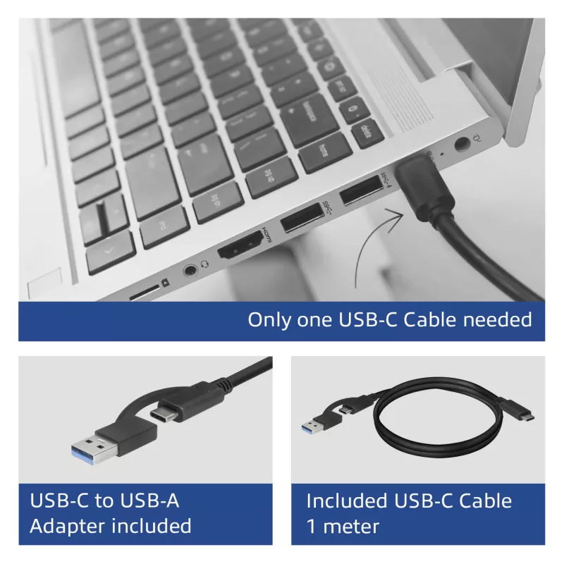 Docking station ACT USB-C 4K, per 2 monitor HDMI o DisplayPort, DisplayLink