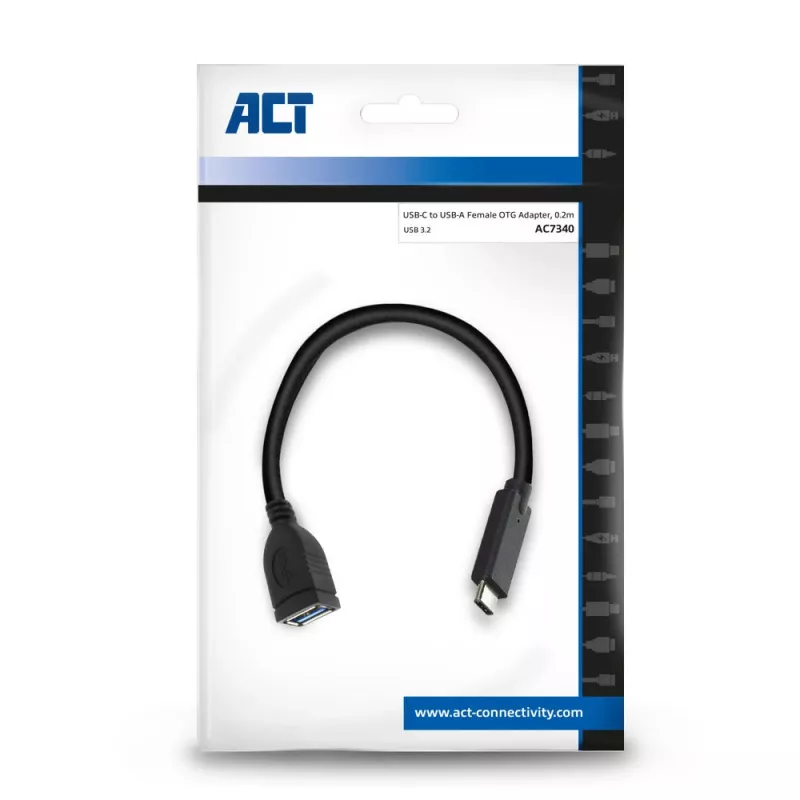 Cavo ACT USB 3.0 OTG connettore maschio USB-C a connettore femmina USB-A 0,2 m 5 Gbit/s