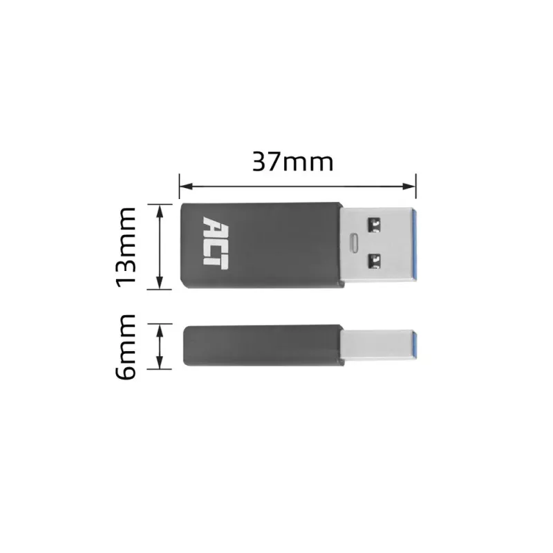 Adattatore USB-A a USB-C ACT AC7375 grigio