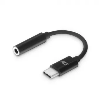 Cavo audio ACT AC7380 0,11 m connettore femmina 3,5 mm connettore maschio USB Type-C nero
