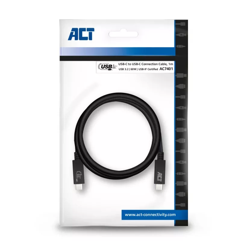 Cavo ACT USB 3.0 USB-C certificato USB-IF 1 metro 5 Gbit/s
