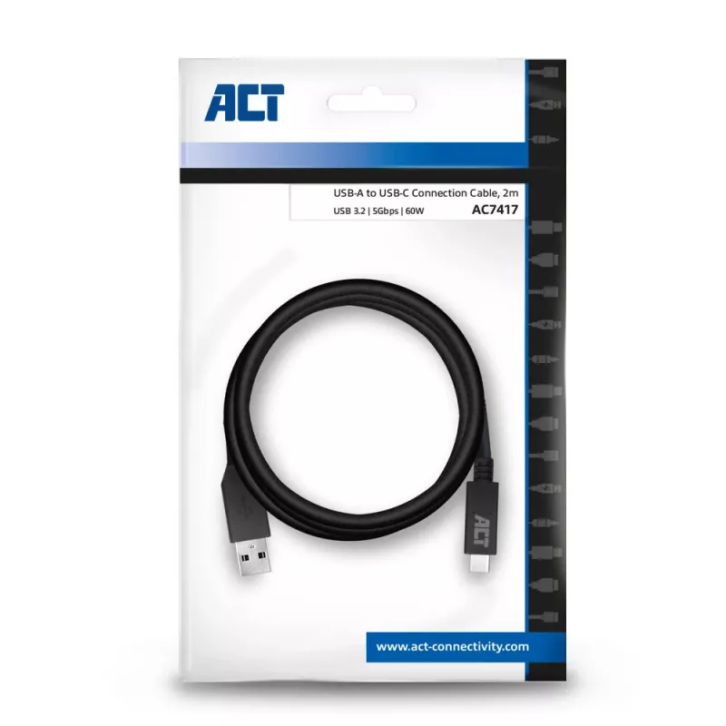Cavo ACT USB 3.0 USB-A a USB-C 2 metri 5 Gbit/s nero