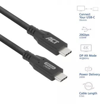 Cavo ACT USB4 20Gbps 240W USB Type-C 0,5 m nero