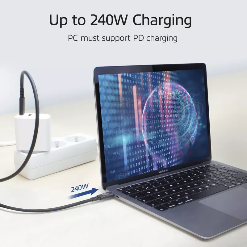 Cavo ACT USB4® 40Gbps 240W USB Type-C®, certificato USB-IF, 0,8 metri