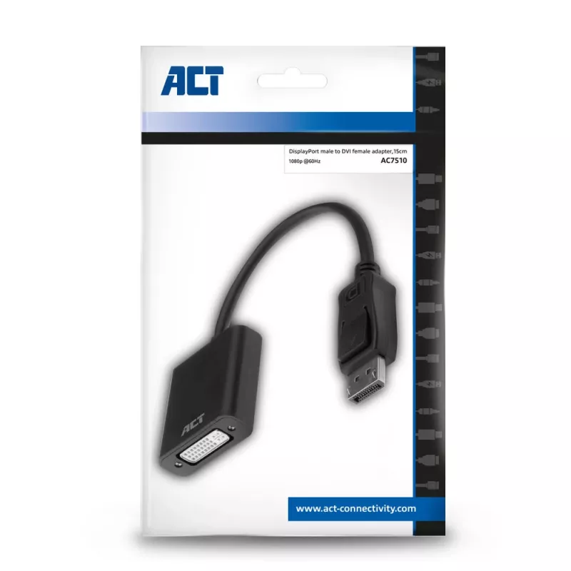 Adattatore ACT connettore maschio DisplayPort a connettore femmina DVI 0,15 m AC7510