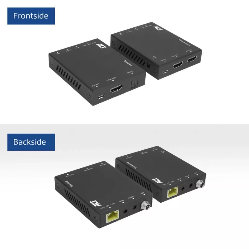 Trasmettitore e ricevitore AV ACT set extender 4K HDMI 2.0 su CAT6 UTP con supporto IR, 60 metri