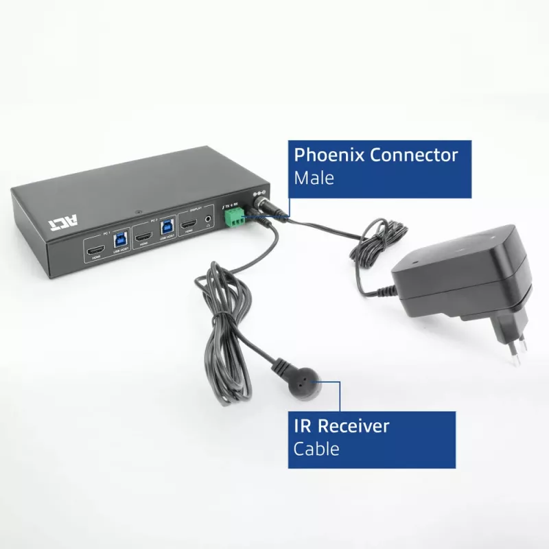 Switch KVM ACT 2 porte HDMI 4K@60Hz, USB 3.2 Gen1 (USB 3.0)