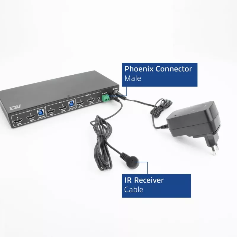 Switch KVM ACT 2 porte Dual HDMI 4K@60Hz, USB 3.2 Gen1 (USB 3.0)