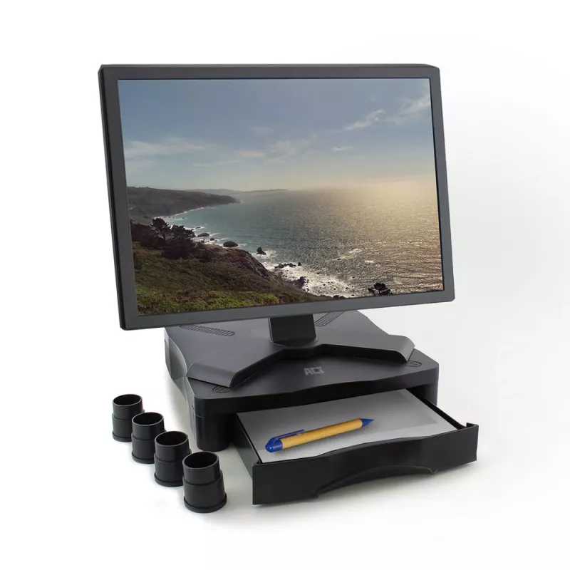 Supporto per monitor ACT AC8200 regolabile in altezza un cassetto nero
