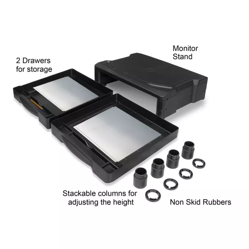 Supporto per monitor ACT extra largo AC8215 regolabile in altezza due cassetti