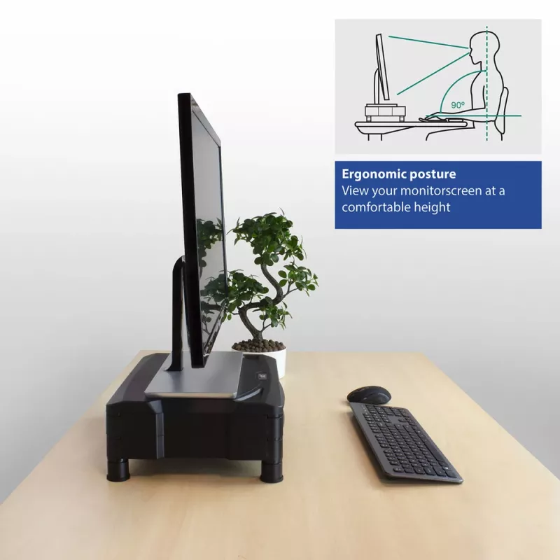 Supporto per monitor ACT extra largo AC8215 regolabile in altezza due cassetti