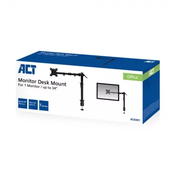 Braccio per monitor singolo ACT morsetto/montaggio passante 8 kg 10-32 pollici