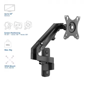 Supporto a parete per monitor ACT con molla a gas, 1 schermo, peso max. 7 kg