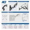 Supporto a parete per monitor ACT con molla a gas, 1 schermo, peso max. 7 kg