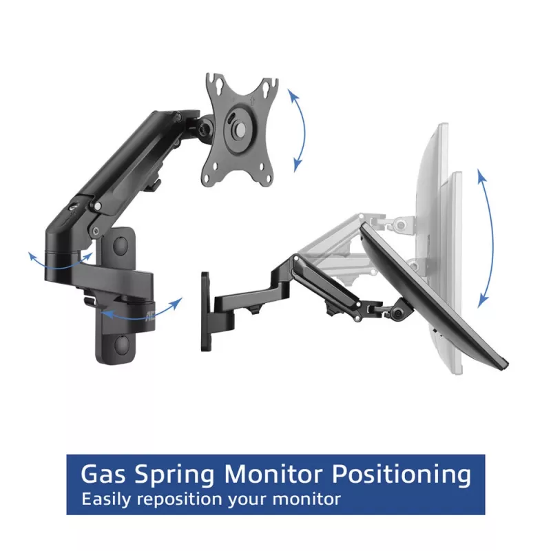 Supporto a parete per monitor ACT con molla a gas, 1 schermo, peso max. 7 kg