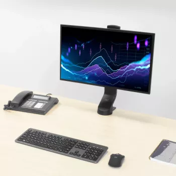 Braccio per monitor singolo ACT per ufficio, regolazione rapida dell'altezza, montaggio a morsetto/passante, 8 kg