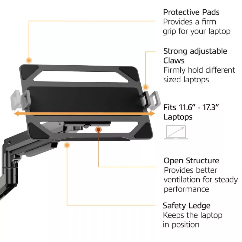 ACT AC8341 braccio per un monitor con supporto per laptop Office Premium, con molla a gas, montaggio su palo