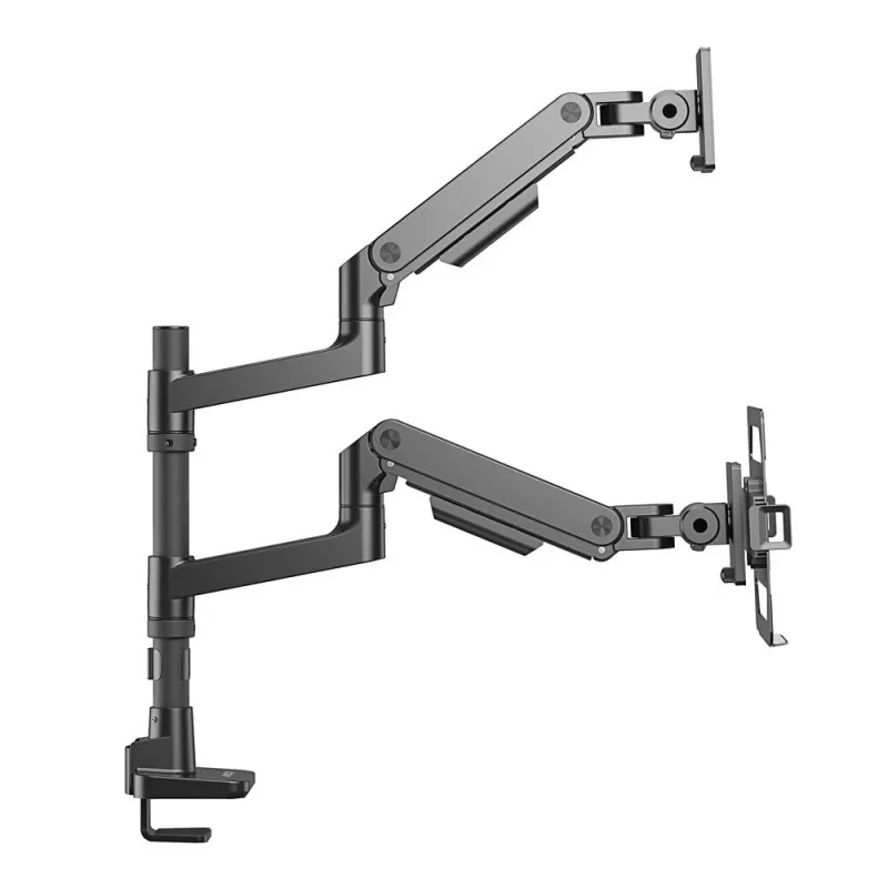 ACT AC8341 braccio per un monitor con supporto per laptop Office Premium, con molla a gas, montaggio su palo