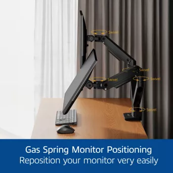 Braccio per monitor ACT 35 pollici ufficio Premium, molla a gas, 2 monitor
