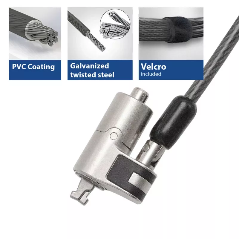Lucchetto per laptop ACT AC9030 metallizzato con chiave tonda cavo 2 m