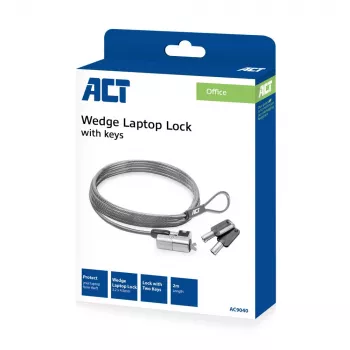 Lucchetto per laptop ACT Wedge con chiavi metallizzato cavo 2 m