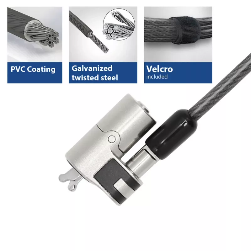 Lucchetto per laptop ACT Wedge con chiavi metallizzato cavo 2 m