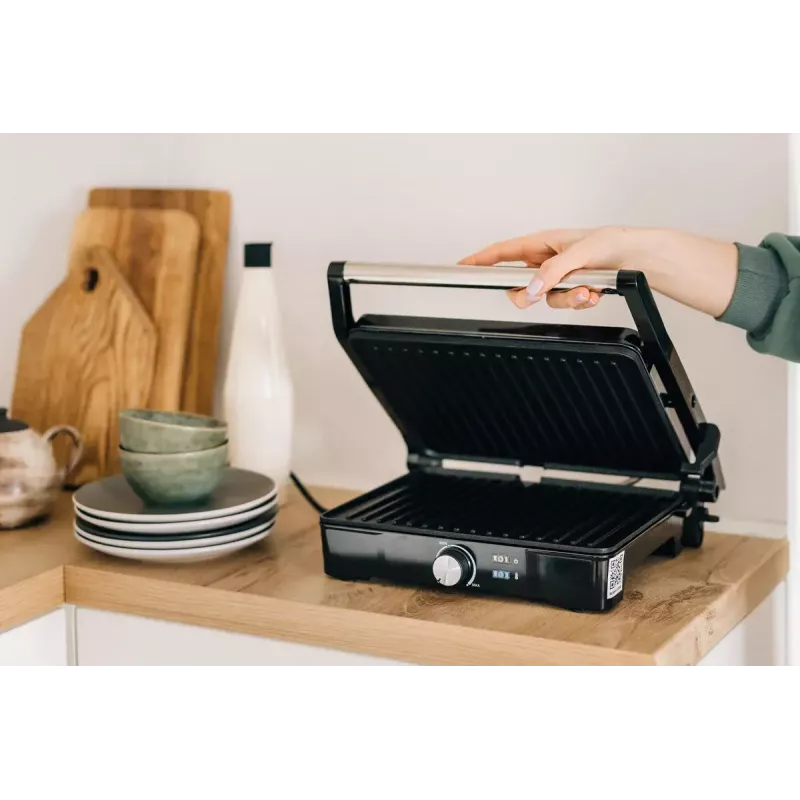 Griglia di contatto AENO EG2 — 2000 W, rettangolare, acciaio inox/nero, 345×327 mm
