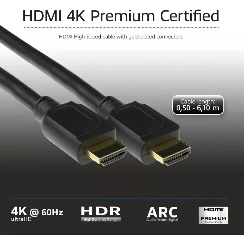 ACT cavo HDMI High Speed Premium certificato 2 metri v2.0 HDMI-A maschio – HDMI-A maschio