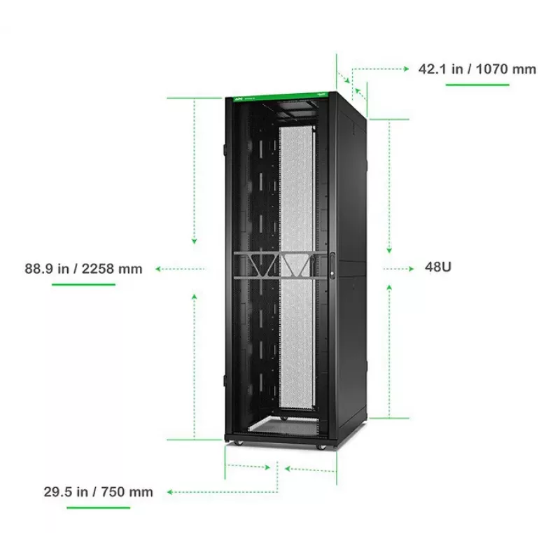 APC NetShelter SX rack per server Gen 2, 48U, 2258H x 750W x 1070D mm, con pareti laterali, nero