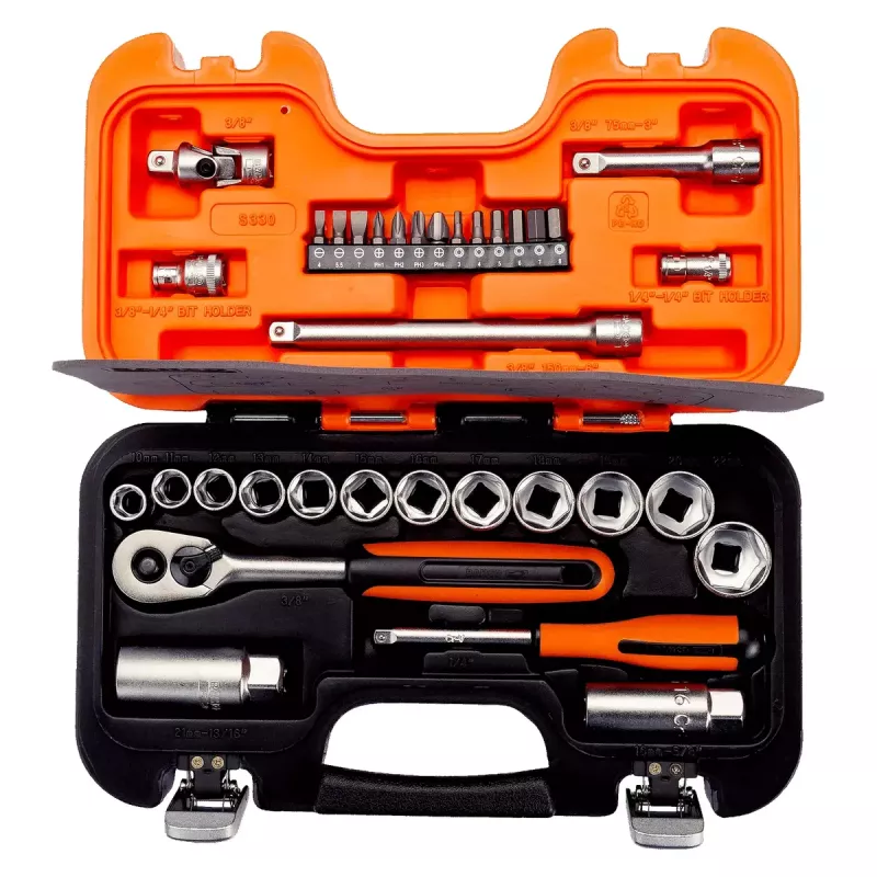 Bahco S330 Set di chiavi a bussola, 33 pezzi, attacco da 1/4 e 3/8