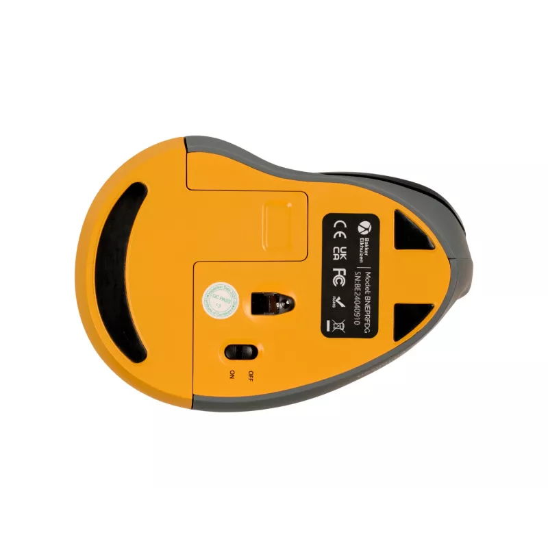 BakkerElkhuizen PRF Mouse Wireless grigio scuro, per destrimani, design verticale, ottico, RF Wireless, 1600 DPI, nero, grigio