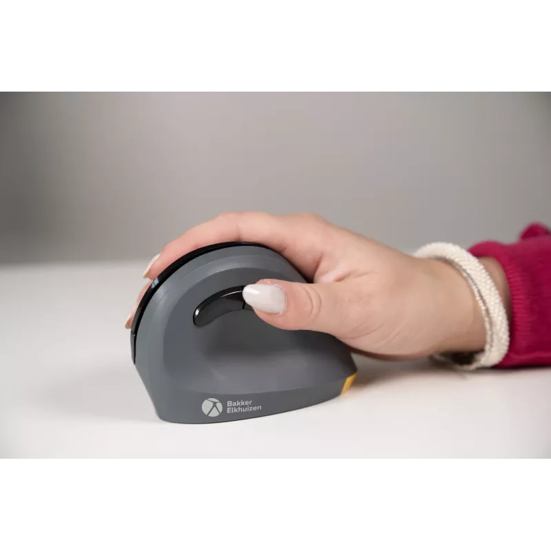 BakkerElkhuizen PRF Mouse Wireless grigio scuro, per destrimani, design verticale, ottico, RF Wireless, 1600 DPI, nero, grigio