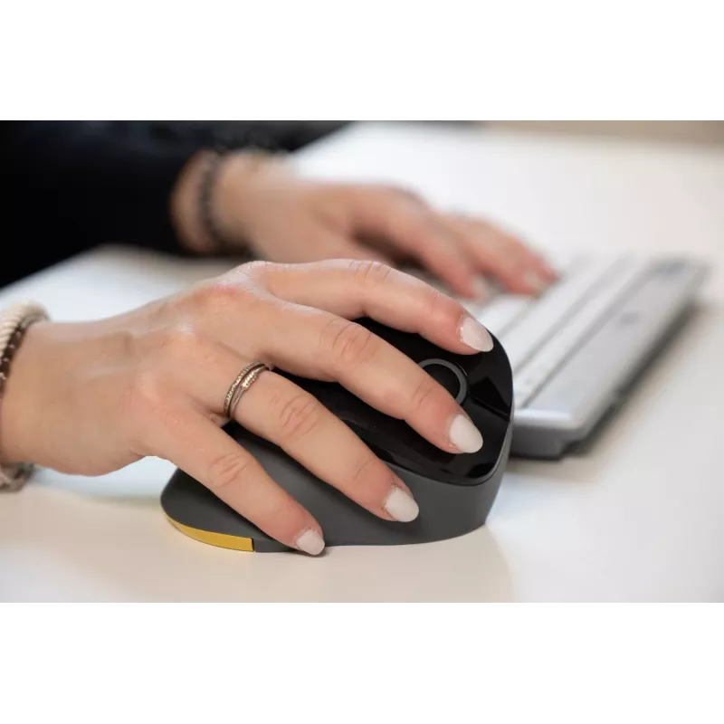 BakkerElkhuizen PRF Mouse Wireless grigio scuro, per destrimani, design verticale, ottico, RF Wireless, 1600 DPI, nero, grigio