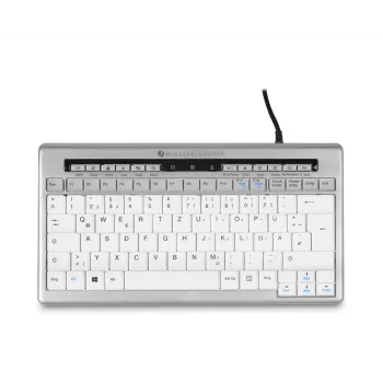 BakkerElkhuizen S-Board 840 DE Qwertz, tenkeyless (80 - 87%), con filo, USB, switch a forbice, QWERTZ, grigio chiaro, bianco
