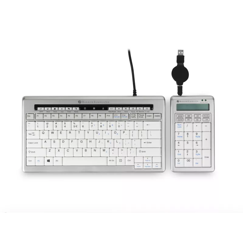 BakkerElkhuizen S-board 840 Numeric tastiera, USB, PC, 1,2 m, grigio chiaro, bianco