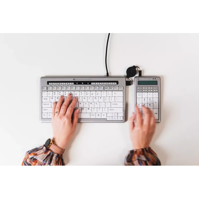 BakkerElkhuizen S-board 840 Numeric tastiera, USB, PC, 1,2 m, grigio chiaro, bianco