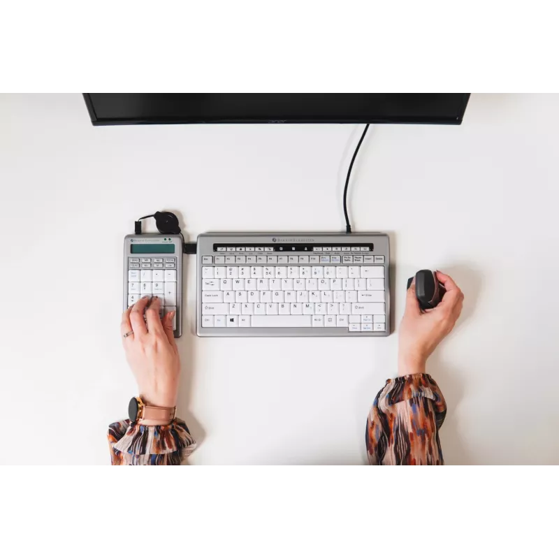 BakkerElkhuizen S-board 840 Numeric tastiera, USB, PC, 1,2 m, grigio chiaro, bianco