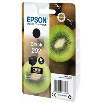 Epson Kiwi confezione singola nero 202 Claria Premium Ink, resa standard, nero, inchiostro pigmentato, 6,9 ml, 1 pz., 250 pagine